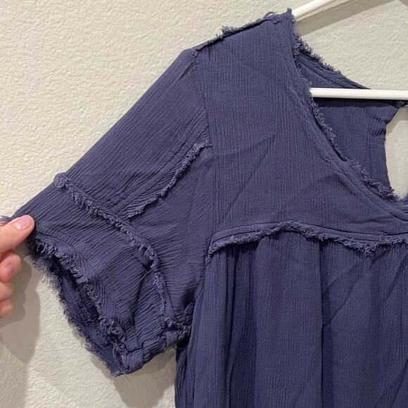 Daytrip Blue Woven Flowy Mini Dress | Large - Picture 4 of 11